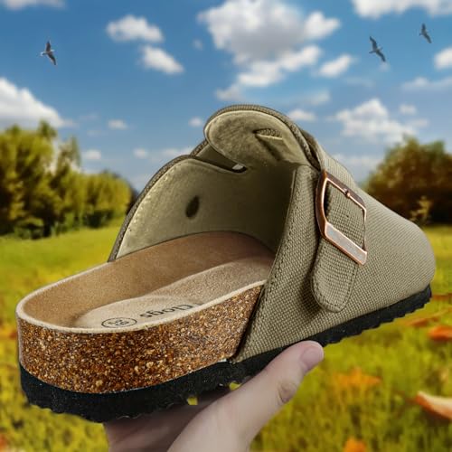 Image of BULLIANT Women Clogs-Fleece-Lined Suede Mules Slippers Nurse Shoes Unisex-Memory Foam Arch Support Cork-Footbed