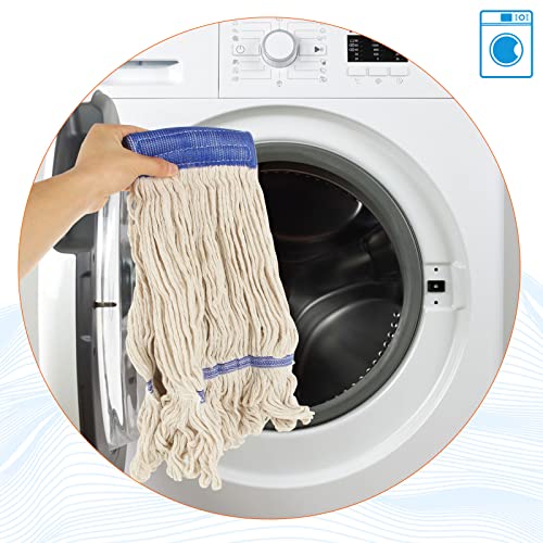 Image of CertBuy 6 Pack Mop Head Replacement, Mop Heads Commercial Replacement Heavy Duty String Mop Refills Mop Head Replacement for Home Industrial and Commercial Use Cleaning (White)