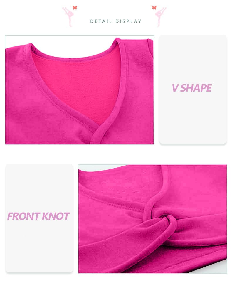 Girls Warm Ballet Wrap Tops Kids Long Sleeve Dance Top Sweater （Velvet Inner）2