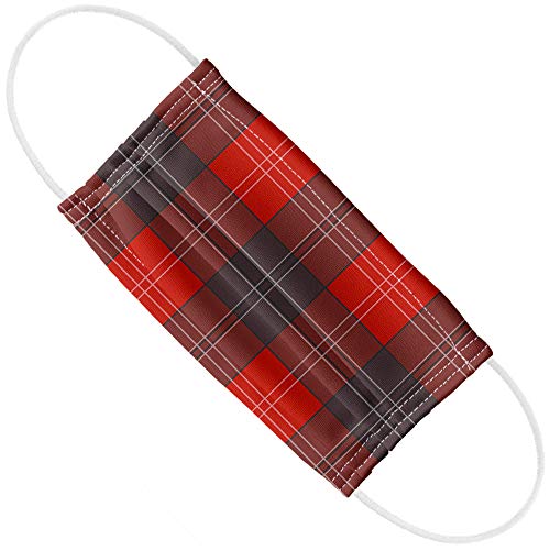 Plaid Red Gray Grey Pattern 1-Ply Reusable Face Mask Covering with Adjustable Nose Wire, Unisex