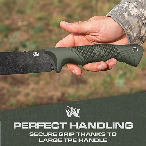 Image of ODENWOLF W Machete - Survival Machete Full Tang with Sheath - Strong D2 Steel Knife Machete for Cutting Trees, for Yard Work, and for Bushcrafting and Big Tactical Knife with TPE-Handle