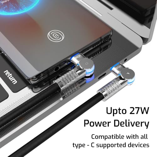 Image of Rotational Type C to Lightning Cable | 1M /3Ft iPhone Compatible Charging Cable | 27W Fast Charging | Rubber Shielded Durable Wire with LED Indicator | Black