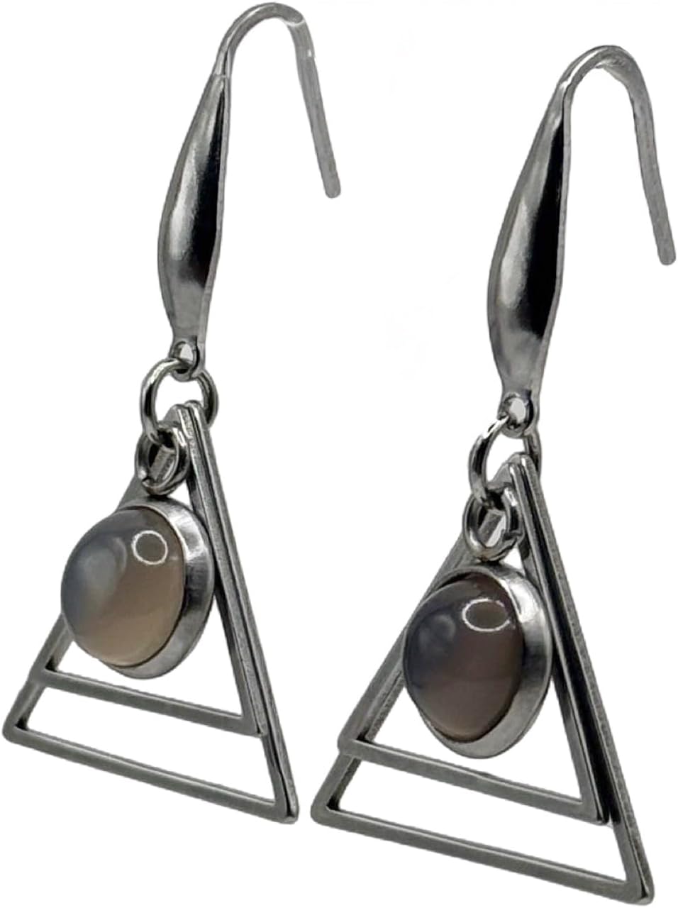 Gemstone Geometric Triangle Earring - Image 3