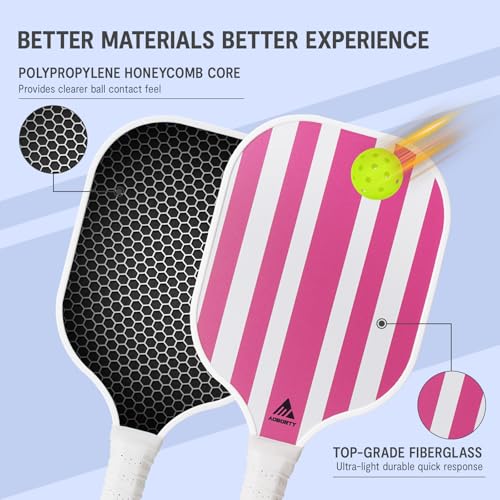 Image of AOBORTY Pickleball Paddles 4 Pack - USAPA Light Graphite Premium Rackets Fiber Face & Polymer Honeycomb Core Pickleball Set with 4 Outdoor Indoor Balls Including Portable Carry Bag