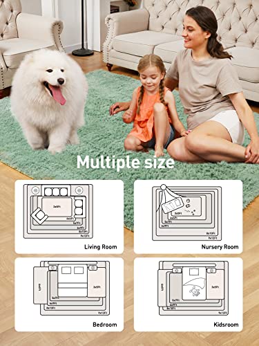 Medeunk Area Rug 4X6 Green Super Soft Fluffy Upgrade Sponge Non-Slip No Shedding For Living Room Bedroom Girls/Boys Room Dorm Playroom Lounge Home Decor #TOP6