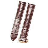 ROUHO Premium Vera Pelle Cinturino Orologio Durevole Chiusura Deployante Bracciale Orologio per Omega Seamaster Diver 300M Aqua Terra Prestige-Marrone + Oro Rosa Fibbia 20mm