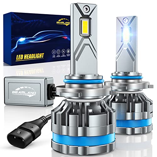 Beamland 9005/HB3 LED Headlight Bulbs, 120W Updated Double Copper Pipe Cooling Tech 20000LM 6500K Super Bright CSP Chips LED Headlights Conversion Kit with 12000 RPM Fan, Pack of 2