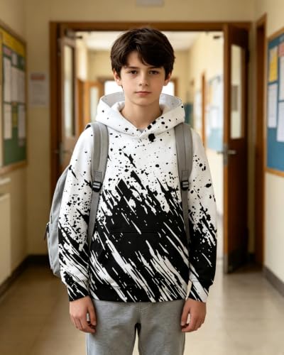 Image of Belovecol Boys Hoodies 3D Printed Hooded Sweatshirts with Pocket for 6-16Y