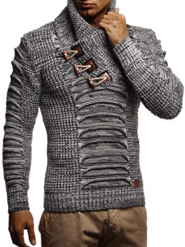 Leif Nelson Men's Knit Sweater | Knitted Pullover With Shawl Collar | Men's Comfortable Sweatshirt Slim Fit | LN55753