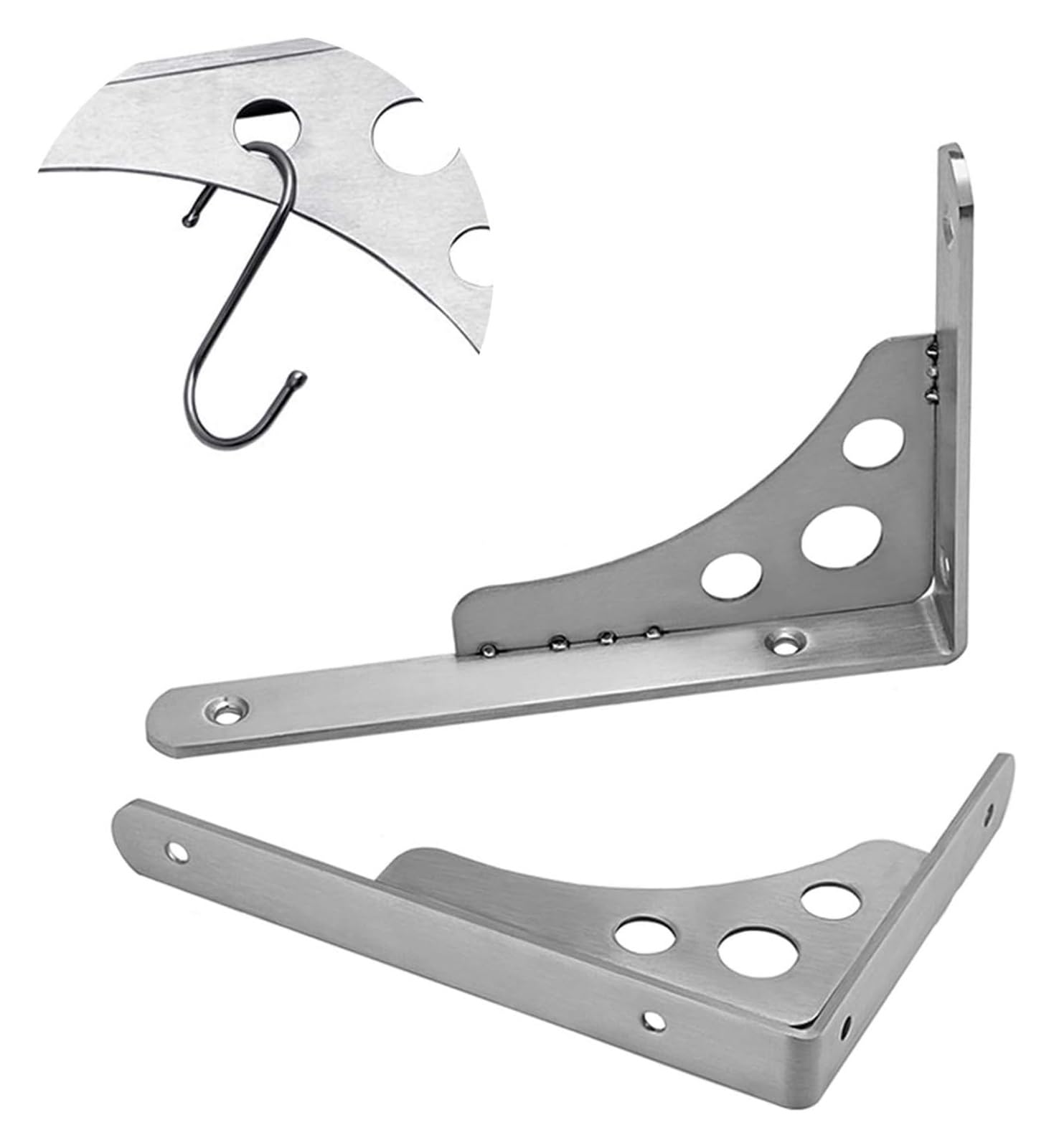 Reggimensola, Staffe Per Mensole Pesanti, Staffe for mensola a muro in acciaio inossidabile argento, staffa angolare for carichi pesanti da 2 pezzi - Angolo di rinforzo angolare for ponteggio galleggi