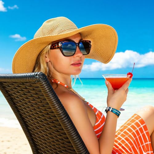 Image of HAOLOTA Polarized Fit Over Glasses Sunglasses for Women Men Trendy Square Wrap Around Shades UV Protection