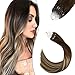 Produktbild Ugeat Micro Bead Loop Hair Extensions Echthaar 1G 50S Balayage Ombre Remy Haar Ring Links Micro Tip Schokoladenbraun zu Mittel Braun und Bleichblond #4/6/613 22"/55cm