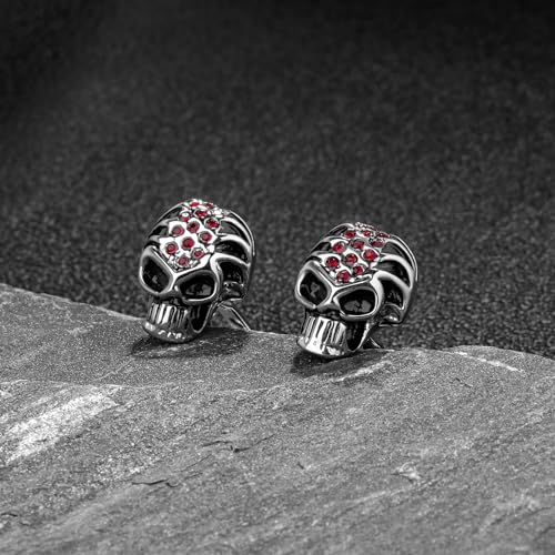 Mancuernillas Calavera Halloween con Cristales Rojos miniatura 3