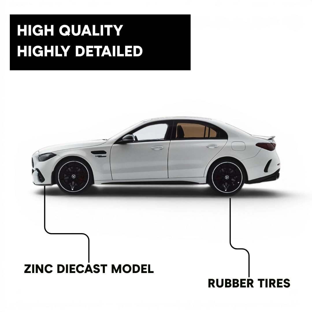 Mercedes‑AMG C 63 S E Performance 1:18 - Modellino di auto da collezione in metallo pressofuso di alta qualità, limousine sportiva con parti apribili (bianco opalite)