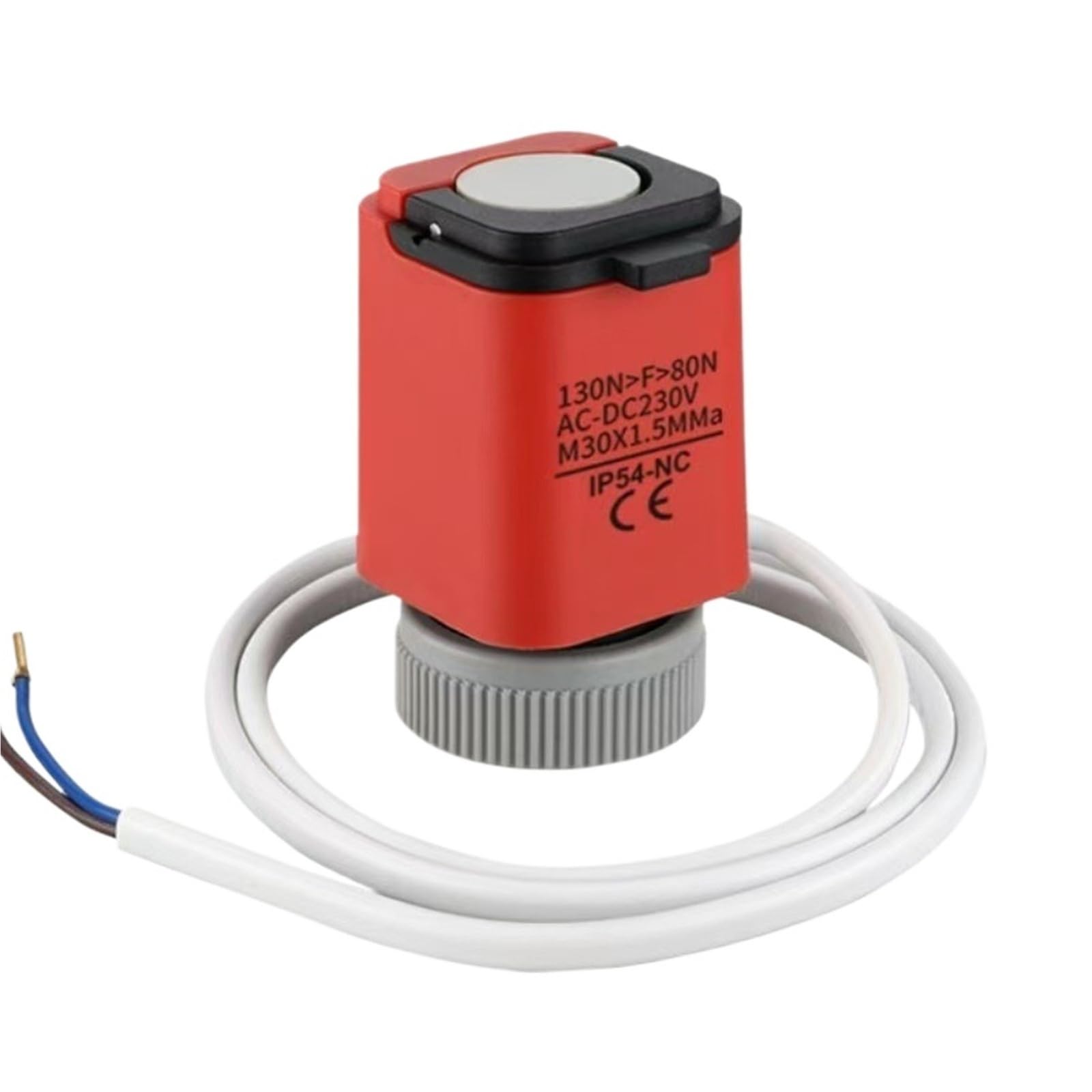 Elektryczny siłownik termiczny M30 x 1,5 mm, normalnie otwarty/zamknięty, AC 230 V, do termostatycznego zaworu grzejnikowego ogrzewania podłogowego