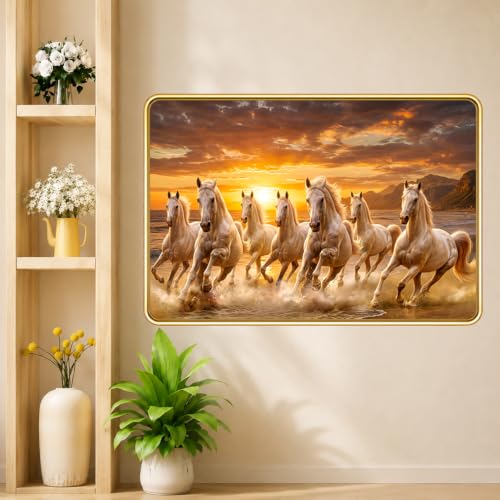 Image of 7 Running Horses Vastu Photo Frame, 16x24 Inch
