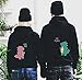 Cute Dinosaur Couple Hoodie Funny Matching Couple Sweatshirt Valentine's Day Outfit for Him Her King Queen Pullover 1 Piece(Black-Men,XL)