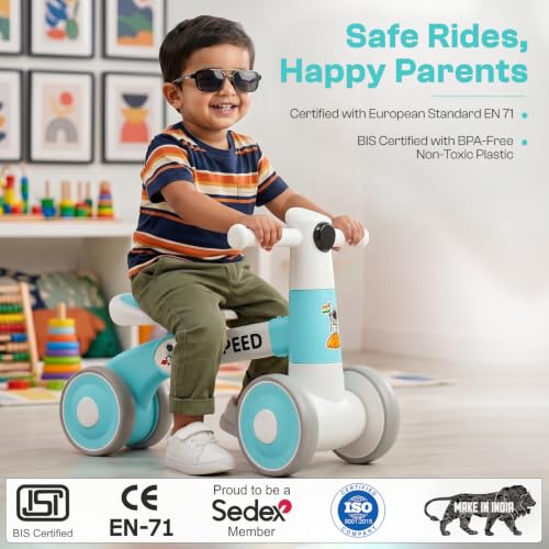 Image of Toyzone Impex Pvt Ltd Toyzone Balance Bicycle Blue |Bicycle Ride On|Push Cycle with Music & Lights |Manual Mini Ride on for Boys & Girls|Sturdy First Riding Toy | Kids