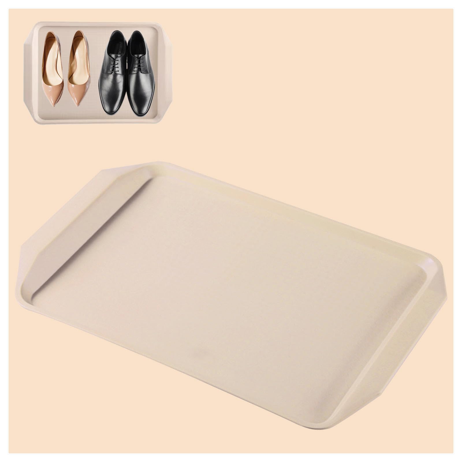Shoe Tray 3 Pack Boot Mats for Entryway Plastic Shoe Mat for Garden, Bedroom, Entrance Area, Garage Boot Mats for Entryway,Khaki