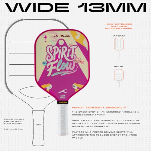 Image of Hundred Spirit X Flow - Pickleball Paddle | 13mm Core | Wide Body Power Paddle | Enhanced Sweet Spot | Ideal for Beginners & Intermediate Players | Free Paddle Bag