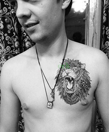 Image of Temporary Tattoo For Girls Men Women 3D Big Lion Face Sticker Size 21x15CM - 1PC. (94A)
