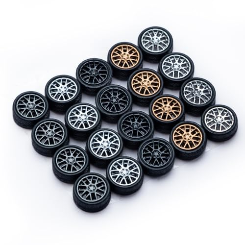CHENZHIZHAO 1/64 Wheels for Hotwheels, 64 Scale die-cast Model Modification, 64 Scale Miniature Scene Production, ABS Injection Rubber Tires, 5 Sets Packaging?Style B