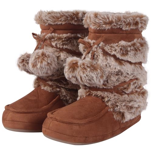 Forfoot Slipper Boots, Cozy Indoor Booties for Women Fluffy Comfortable House Shoes Fuzzy Anti-Slip Boots Winter