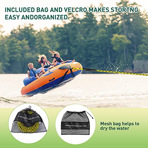 NIUTRIP Boat Tow Rope for Watersports, 60FT Length 3k-6k, Heavy Duty Towable Rope in Yellow and Black - Thumbnail 3