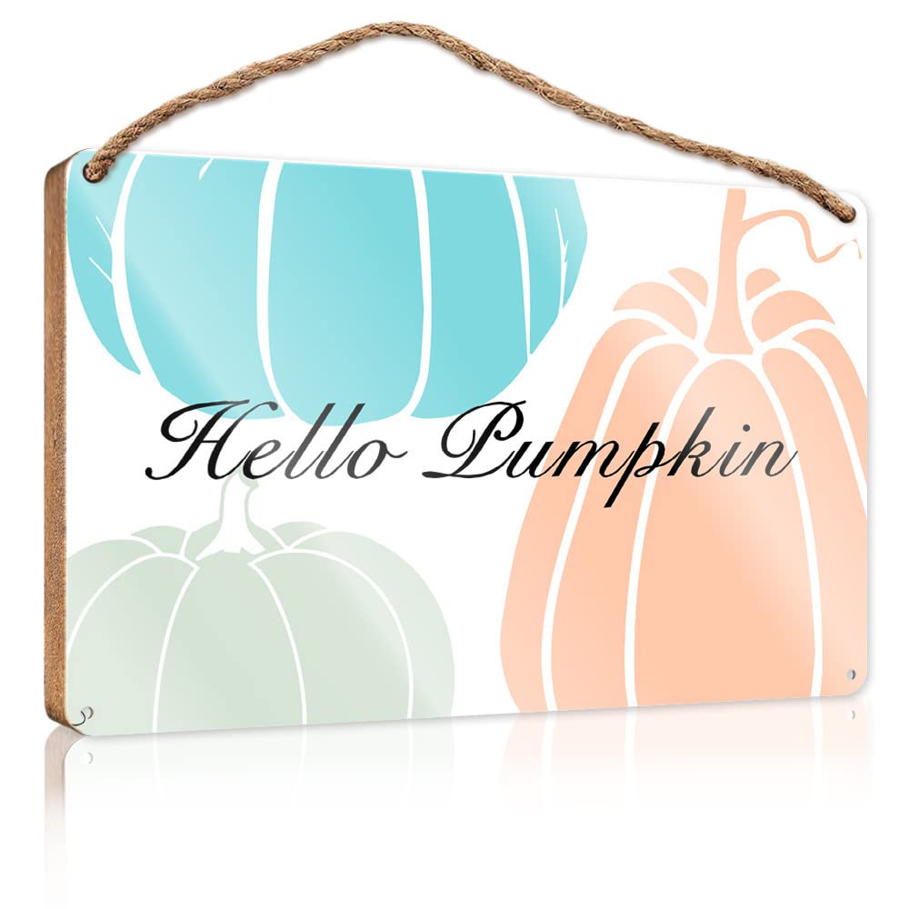 DTHA Restroom Sign Funny Hand-Drawn Style Hello Pumpkin Wooden Sign 1 Room Accessories For Men The Room Decorations(20X30CM)