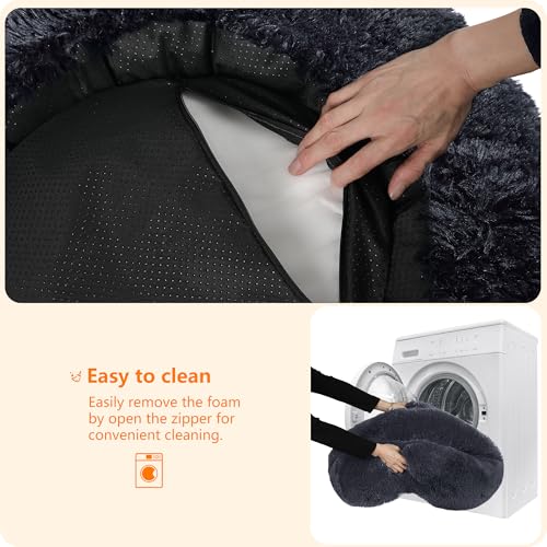 HMTOPE Orthopädisches Hundebett rund Hundekissen Hundesofa Katzenbett Donut Kuscheliges Hundekorb Waschbar, 90 cm Ø, Dunkelgrau