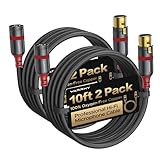 Warrky XLR Cables 10ft 2 Pack [Oxygen-Free Copper (OFC), Gold-Plated Connector] Balanced Microphone Cable Male to Female Professional Hi-Fi XLR Cable