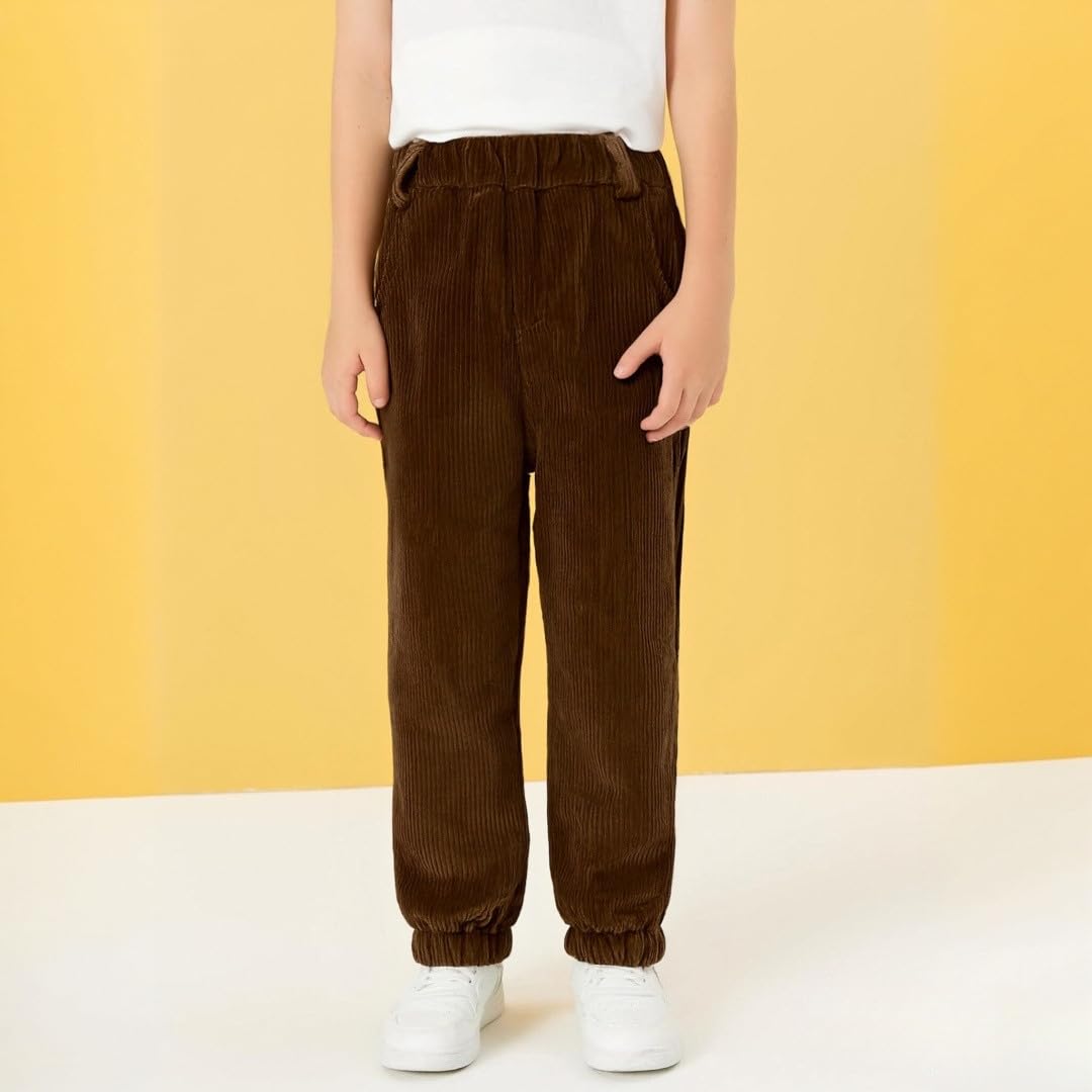 Generisch Pantalones de pana para niño – Pantalones cálidos con forro polar para invierno – Ajuste estrecho – Pantalones de chándal informales para niños – Suave y cómodo – Duradero – Para clima frío