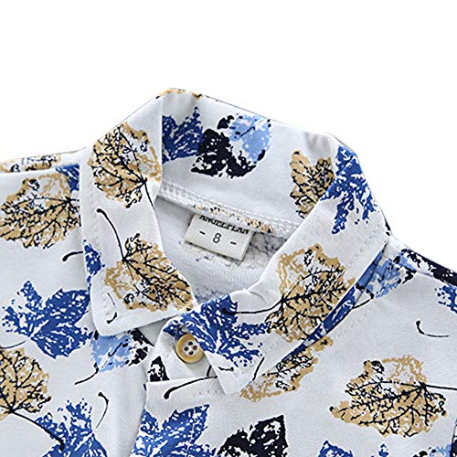 Conjunto de 2 peças de roupas infantis para meninos com estampa de folhas + shorts para bebês e verã