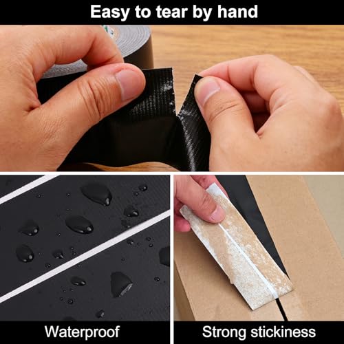 Image of 5-Pack Heavy Duty Duct Tape, 9 Mil Thickness, 2 Inch x 30 Yards, Waterproof Strong Adhesive Duct Tape,Flexible,No Residue, Tear by Hand, Multi-Use for Repairs, DIY, Industrial & Home Use (Black)