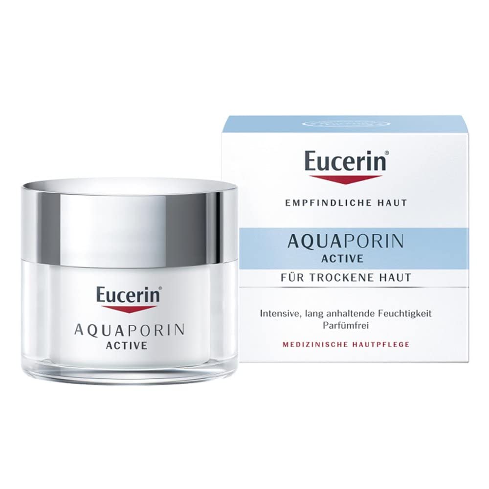 Eucerin Aquaporin Active Rich Face Day Cream with Gluco-Glycerol and Hyaluronic Acid, Refreshing Face Moisturizer for 24-hour Hydration, Non-Comedogenic, for Dry Skin, 50ml