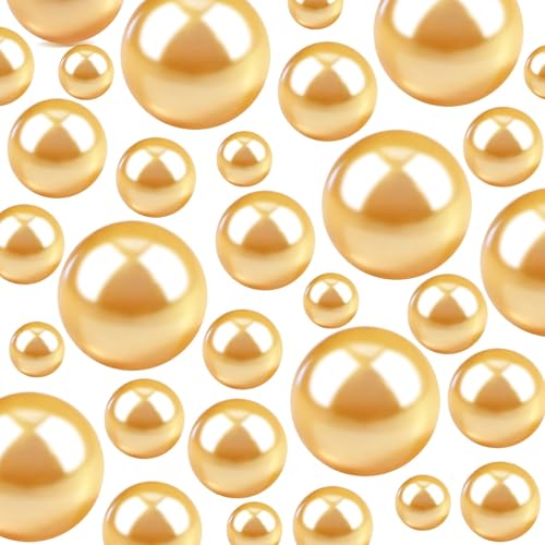 330Pcs Vase Filler, Gold No Hole Faux Craft Pearl Beads