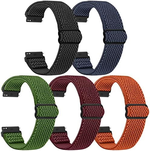 VNDAPT Elastic Watch Bands 16mm 18mm Quick Release Replacement Wristband, Adjustable Stretchy Nylon Watch Strap Sports Band for Men Women, (18mm, Black+Indigo+Army Green+Wine Red+Orange)