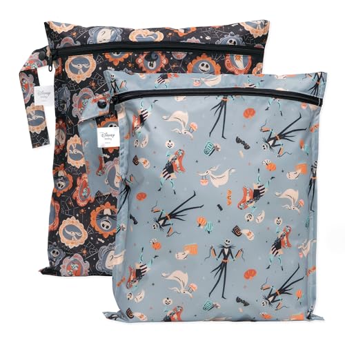 Image of Bumkins - Disney - Waterproof Wet Bag - For Baby, Travel, Swim Suit, Cloth Diapers, Pump Parts, Pool, Gym, Toiletry, Strap to Stroller - Reusable & Easy to Clean - 2pk - Nightmare Before Christmas