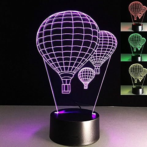 SUPERNIUDB 3D Hot air Balloon Night Light Table Light 3D Cartoon Lamp Table Lamp 3D LED USB 7 Color Change LED Table Lamp Xmas Toy Gift Cover