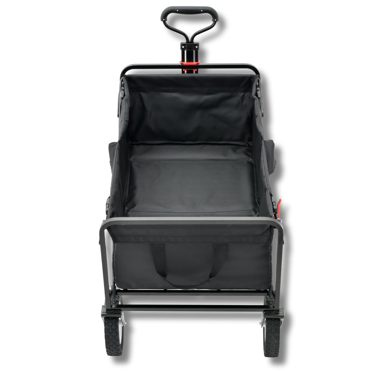 FUXTEC Bollerwagen FX-CT100 schwarz, Faltbarer Transportwagen, bis 75kg belastbar, inklusive Schiebestange, kompakt klappbar, robuster Stoff, ideal für Kinder, Ausflüge, Strand und Festivals