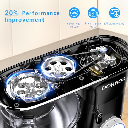 DOBBOR-Electric-Stand-mixer-95QT-660W-7-Speeds-Tilt-Head-Dough-Mixers-Bread-Mixer-with-Dough-Hook-Whisk-Beater-Splash-Guard-for-Baking-Bread-Cake-Cookie-Pizza-Muffin-Salad-and-More-Black