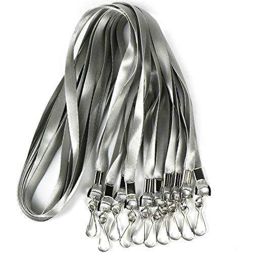 Bulk Lanyards Premium Cruise Lanyard Nylon Badge Lanyards for Id Holder Perfect for Office, Kids, Teachers (Gray, 50 Pack)