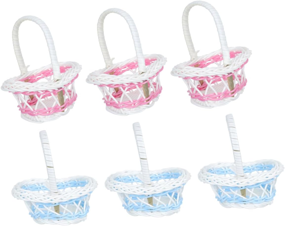 Cabilock Hand-Woven Mini Storage Basket Set 6pcs Decorative Flower Basket for Baby Nursery for Home Organization and Floral Arrangements Rustic Style
