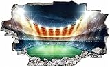 DesFoli Fussball Stadion Spielfeld 3D Look Wandtattoo 70 x 115 cm Wanddurchbruch Wandbild Sticker Aufkleber C413