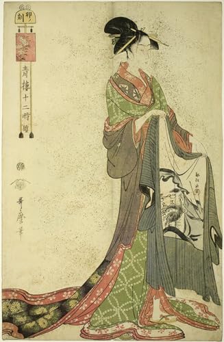 Tableau impressions d'art mural courtisane Utagawa par Kitagawa Utamaro pour chambre 60x90cm