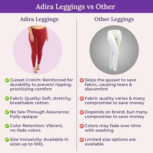 Image of Adira | Plus Size Leggings for Women | Plus Size Leggings for Women | High Waist | Ankle Length | Soft Cotton & Elastane Blend | Non-See-Through | Gusset Crotch Prevents Ripping