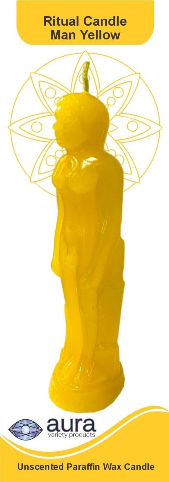 1 Piece Aura Figure Candle Yellow Man Vela Figura Hombre Amarillo 7.25