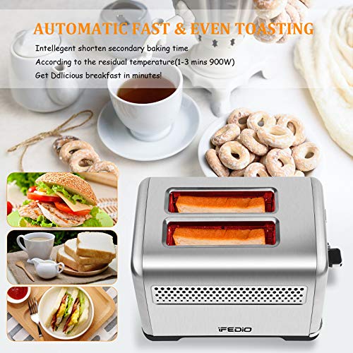 Toaster 2 Slice Stainless Steel Toasters with Removable Crumb Tray Toaster 2 Slice Best Rated Prime Two Slice Toaster with Quick Check/Reheat/Cancel/Bagel/Defrost Function + 7 Browning Setting