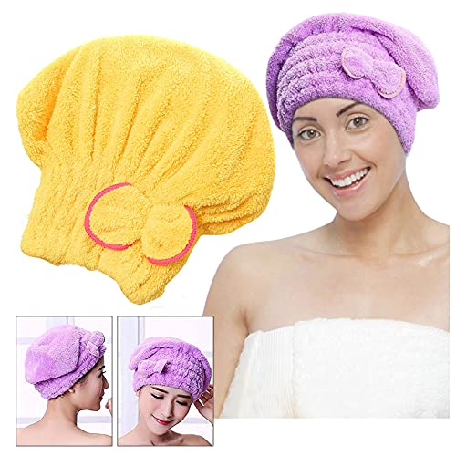 Rpporm Microfiber Hair Drying Caps Quick Dry Hair Towel Super Soft Absorbent Hair Towel Wrap No Frizz Hair Turban Coral Fleece Dry Hair Cap Bathing Wrapped Cap for Women Girls - Image 2