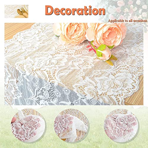 Vintage-Lace-Table-Runner 12X120-Inch 10 Pack Wedding Bridal Lace Table Runners Flower Table Runner Tea Party Table Runner White Lace Runner #TOP5